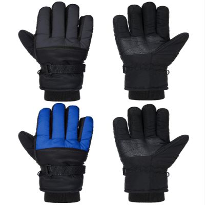 SATINIOR 2 Pairs Kids Waterproof Winter Snow Gloves Ski Gloves for Boy Girl Outdoor Warm Thickening Snowboard(Blue, Gray,3-6 Years)