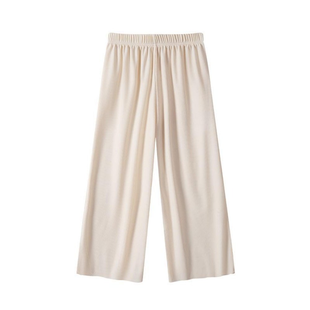 Girls Wide Leg Pants with Pockets, Elastic High Waist Straight Leg Loose Solid Pants for Kids Outdoor(White, 6-7 Years)