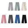 Girls Wide Leg Pants with Pockets, Elastic High Waist Straight Leg Loose Solid Pants for Kids Outdoor(White, 6-7 Years) view 2