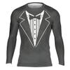 DEHAHA Unisex Novelty Cute Tuxedo Long Sleeve Rash Guard for Junior Muay Thai BJJ Tournament,XS Grey view 1