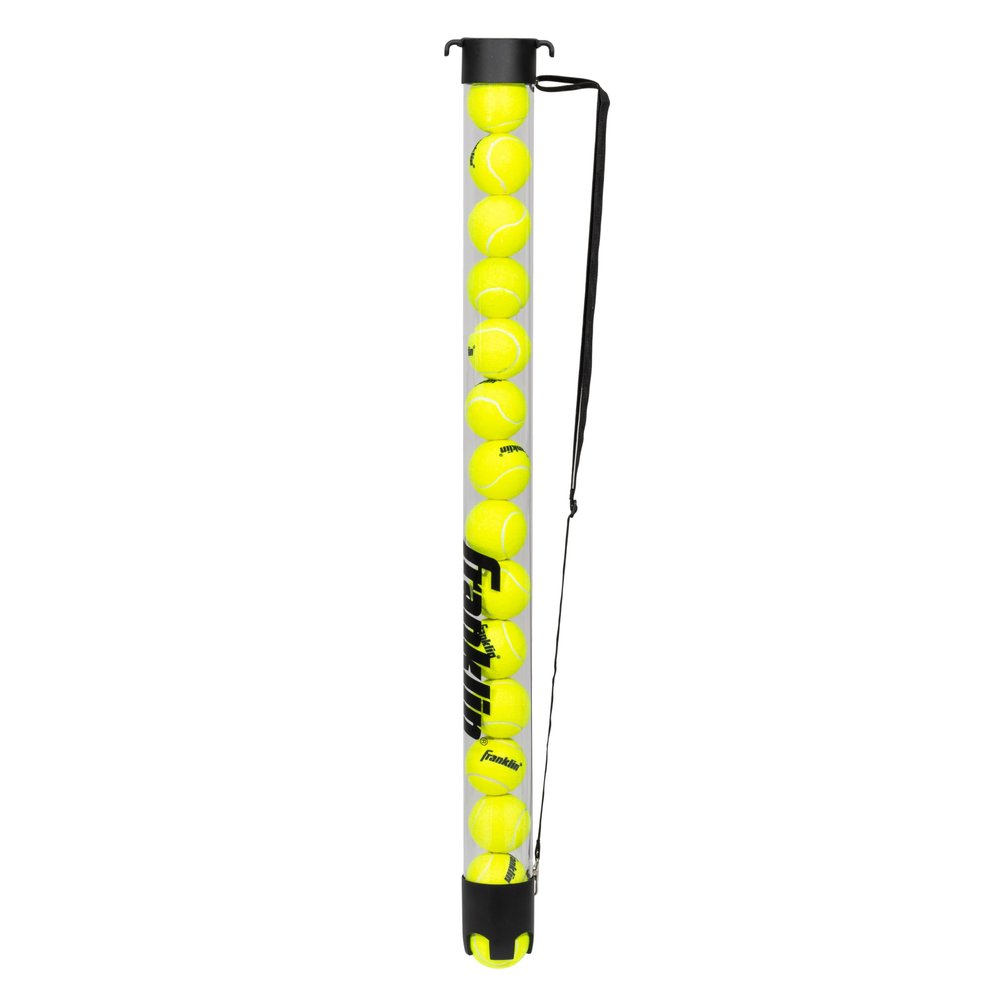 Franklin Sports Tennis + Padel Ball Hopper Tube - (15) Tennis Ball Picker Upper Tube - Hopper + Picker for Quick Pickup + Storage - Practice + Training Equipment - Balls Not Included