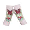 Wrist Warmer for Women Winter Knitted Fingerless Gloves Floral Embroidered Half Finger Cold Weather Mittens (a-Pink, One Size) view 1