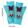 Wrist Warmer for Women Winter Knitted Fingerless Gloves Floral Embroidered Half Finger Cold Weather Mittens (a-Pink, One Size) view 4