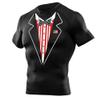 DEHAHA Men Women Funny Tuxedo Fitness Short Sleeve Rash Guard Grappling MMA Fight Wear, X-Large view 1