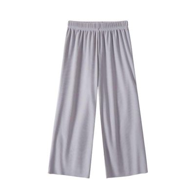 Girls Wide Leg Pants with Pockets, Elastic High Waist Straight Leg Loose Solid Pants for Kids Outdoor(Grey, 8-9 Years)