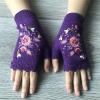 2024 Hand Crochet Gloves for Women Ethnic Embroidery Knitted Fingerless Mittens Winter Cold Weather Arm Warmer (B, One Size) view 2