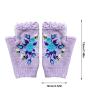 2024 Hand Crochet Gloves for Women Ethnic Embroidery Knitted Fingerless Mittens Winter Cold Weather Arm Warmer (Purple, One Size) view 4