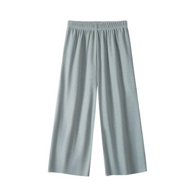 Girls Wide Leg Pants with Pockets, Elastic High Waist Straight Leg Loose Solid Pants for Kids Outdoor(Mint Green, 13-14 Years)