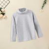 Boys Girls Turtleneck Fleece Tops Long Sleeve Kids Solid Thermal T Shirts(Grey, 8-9 Years) view 2