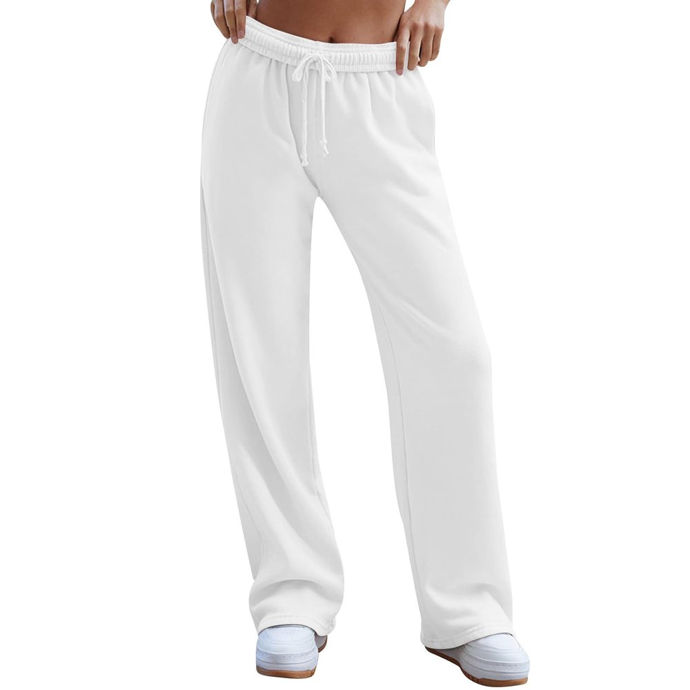 tobchonp Wide Leg Sweat Pants Womens Wide Leg Sweatpants Y2k Comfy High Waisted Baggy Sweat Pants Interior Drawstring Workout Joggers with Pockets Workout Sweatpants Women Womens Sweatpants