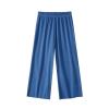 Girls Wide Leg Pants with Pockets, Elastic High Waist Straight Leg Loose Solid Pants for Kids Outdoor(Blue, 13-14 Years) view 1