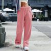 tobchonp Wide Leg Joggers for Women Womens Wide Leg Sweatpants Y2k Comfy High Waisted Baggy Sweat Pants Interior Drawstring Workout Joggers with Pockets Womens Jogger Sweatpants Womens Sweatpants view 2