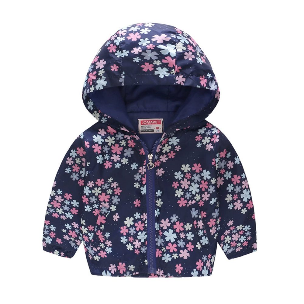 Girls Fleece Jacket,Toddler Kids Baby Boys Cartoon Dinosaur Rainbow Camouflage Zip Windproof Jacket Hooded Trench(b-Navy, 4-5 Years)