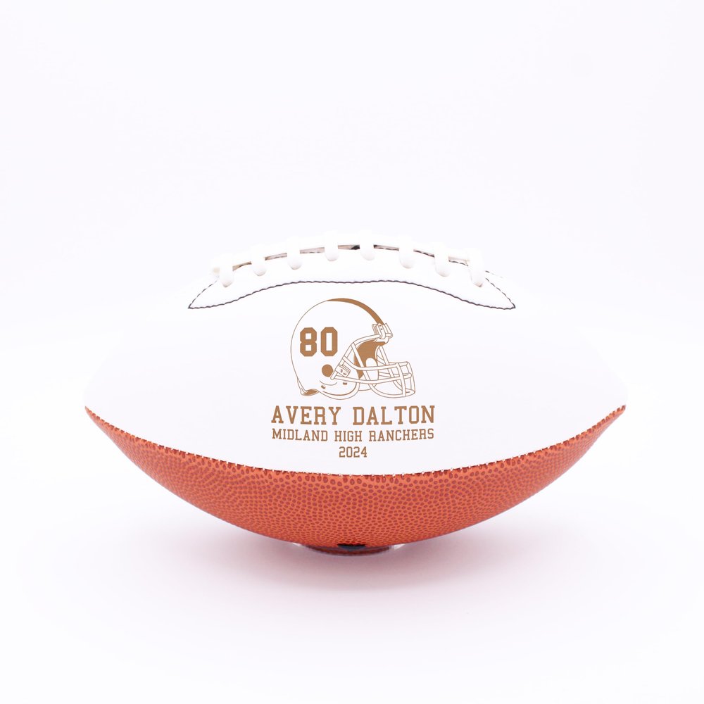 MYETCHEY Personalized 12" Leather Football | Custom Engraved Football Team Gift | Coach Gift, Trophy, Award | Large Size | Helmet Design, Number 9