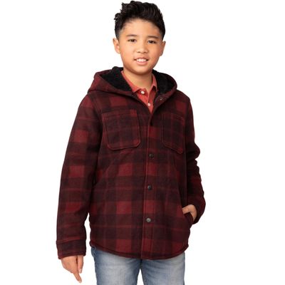 Free Country Boys' Chill Out Fleece Hoodie Jacket Balm Plaid S