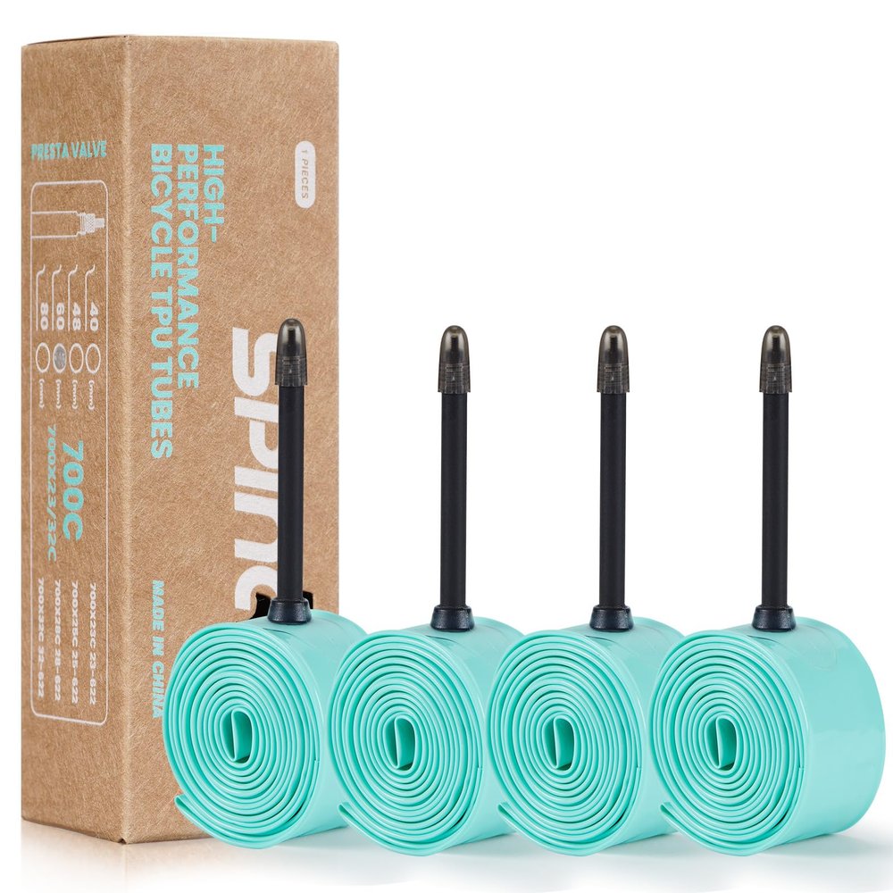 2-Pack/4-Pack SPINGO TPU Inner Tube 700C x 23C-32C with 48mm/60mm/80mm Presta Valves, Ultralight TPU Tubes 700C for Road Bike TPU Inner Tube Portable Spare Tire for Training and Cycling