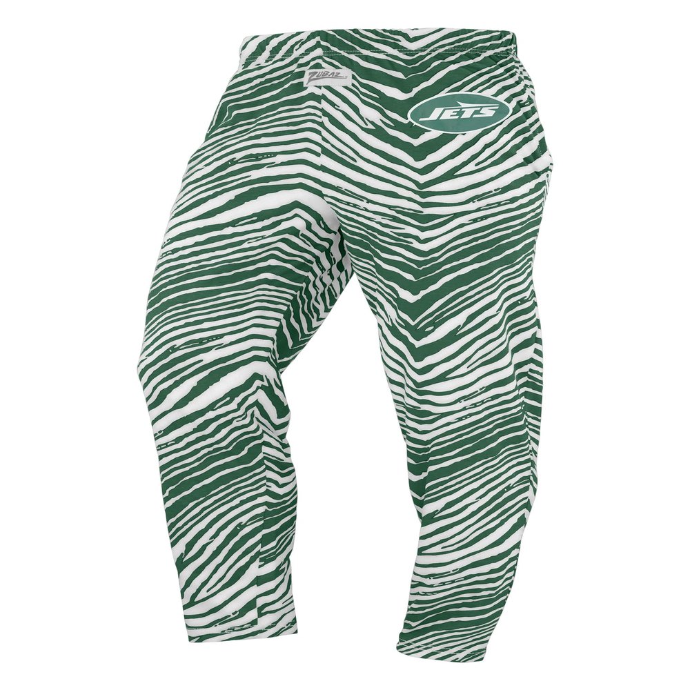 Zubaz NFL Unisex Z88 Pants for Men and Women Zebra Pattern, New York Jets, Small