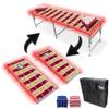 2-in-1 Cornhole Boards & Party Pong Table w/LED Lights - San Francisco Football Field