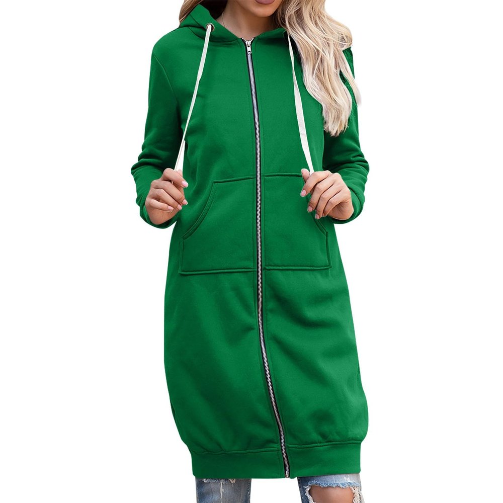 Women's Zip Up Long Hoodies Long Sleeve Drawstring Hooded Oversized Sweatshirts 2025 Fall Fleece Jackets with Pockets Black Zip Up Jacket Zip Jacket Women