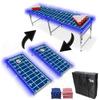 2-in-1 Cornhole Boards & Party Pong Table w/LED Lights - Indianapolis Football Field view 1