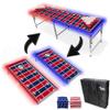 2-in-1 Cornhole Boards & Party Pong Table w/LED Lights - New England Football Field view 1