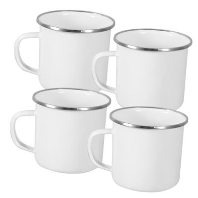 GRIRIW 4pcs Portable Smooth Enamel Camping Mug Lightweight Drink Cup for Outdoor Travel for Picnics Bars and Family Gatherings Enamel Coated Design