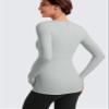 CRZ YOGA Butterluxe Maternity Crewneck Long Sleeve Shirts - Athletic Yoga Casual Pregnancy Womens Tee Tops Basic Layer Soft Sterling Large view 2