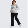 CRZ YOGA Butterluxe Maternity Crewneck Long Sleeve Shirts - Athletic Yoga Casual Pregnancy Womens Tee Tops Basic Layer Soft Sterling Large view 3
