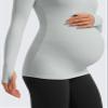 CRZ YOGA Butterluxe Maternity Crewneck Long Sleeve Shirts - Athletic Yoga Casual Pregnancy Womens Tee Tops Basic Layer Soft Sterling Large view 4