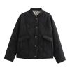 Dawery Vintage Quilted Padded Coats Women Casual O-neck Single Breasted Long Sleeve Jackets Female Winter Loose Outwear (black,Medium) view 1