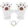 Greenery-GRE Cute Faux Fur Bear Paw Fingerless Mittens for Women Girls Furry Plush Winter Cat Claw Gloves for Halloween Cosplay Costume (Beige, One Size) view 1