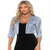 Allegra K Satin Cardigan for Women's Open Front Elegant Formal 3/4 Sleeve Bolero Shrug Jacket Small Grey view 1