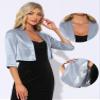Allegra K Satin Cardigan for Women's Open Front Elegant Formal 3/4 Sleeve Bolero Shrug Jacket Small Grey view 2
