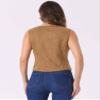 Allegra K Vintage Suit Waistcoat for Women's V Neck Faux Suede Button Down Sleeveless Jacket Vest Large Light Brown view 3
