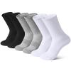 BOOPH 6 Pairs Kids Crew Socks Boys Girls Athletic Cushioned Hiking Sock Warm Soft Running Socks Black White Gray 10-14 Years view 1