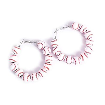 twinkle eye Baseball Earrings Sports Ball Shape Hoop Earrings Basketball Tennis Beaded for Women Team Sport Lover Jewelry Accessories Gifts