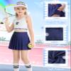 SPFAS Girls Pleated Tennis Skirt with Pockets Shorts Girl's Athletic Golf Skirt for Running School Cheerleading 4-15 Years Navy Blue view 4