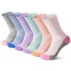BOOPH 6 Pairs Kids Crew Socks Boys Girls Athletic Cushioned Hiking Sock Warm Soft Running Socks Multicolor 10-14 Years view 1