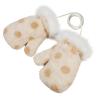 Womens Polka dot Faux Fur Flip Cover Minttens Winter Warm Furry Plush Dalmatian Print Gloves with String For Girls (Beige, One Size) view 1