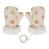 Womens Polka dot Faux Fur Flip Cover Minttens Winter Warm Furry Plush Dalmatian Print Gloves with String For Girls (Beige, One Size) view 2