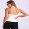 Allegra K Denim Vest for Women's Halter Neck Button Down Backless Jean Waistcoat Large White view 3