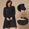 Allegra K Flowy Midi Dresses for Women's Lantern Long Sleeves Fall Winter Work Casual Wedding Guest Dress Large Black view 2