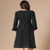 Allegra K Flowy Midi Dresses for Women's Lantern Long Sleeves Fall Winter Work Casual Wedding Guest Dress Large Black view 3