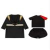TiaoBug Kids Boys Boxing Uniform Set 3Pcs Long Sleeve Open Front Hooded Cloak Robe with T-Shirt and Shorts Black&Red 10 Years view 4