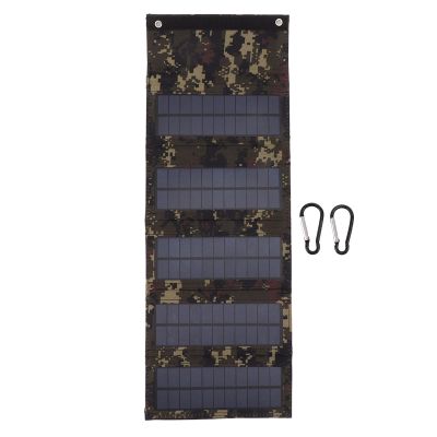 50W Portable Solar Panel Bag, Solar Panel Storage Bag, Travel Solar Panel Backpack, Monocrystalline Silicon 5 Folding Solar Panel Case for Outdoor Emergency (Camouflage)