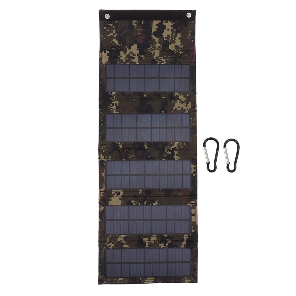 50W Portable Solar Panel Bag, Solar Panel Storage Bag, Travel Solar Panel Backpack, Monocrystalline Silicon 5 Folding Solar Panel Case for Outdoor Emergency (Camouflage)