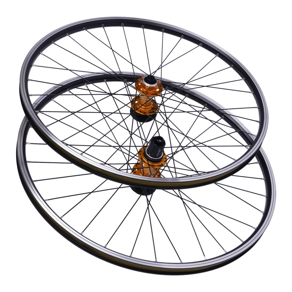 Mountain Bike Wheelset 69.9/27.5Inch, Aluminum Alloy Rim Disc Brake MTB Wheelset, Quick Release Front Rear Wheels Black Bike Wheels,Fit Cassette Bicycle Wheelset-2pcs. (Golden, 27.5Inch)