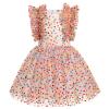 ABEHIK Birthday Party Dress for Kids Girls Sparkly Sequin Princess Outfits Flutter Sleeve Confetti Polka Dot Cake Smash Tutu Tulle Dresses Wedding Pageant Evening Gown Colored Dots 7-8 Years view 1
