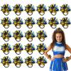 Shappy 24 Pcs 2 Color Mini Pom Poms Hair Ropes for Football Cheerleading 4 Inch Ponytail Holder for Team Spirit Sports Dance Cheer (Blue Gold) view 1