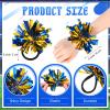Shappy 24 Pcs 2 Color Mini Pom Poms Hair Ropes for Football Cheerleading 4 Inch Ponytail Holder for Team Spirit Sports Dance Cheer (Blue Gold) view 2